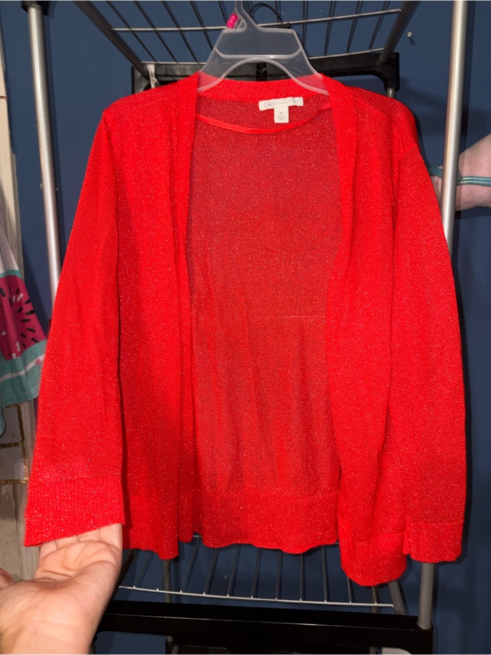 Cato Sparkling Red Open-Front Cardigan